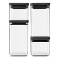 Stackable Square Canister 2.5L  Dark Grey Lid Set of 4