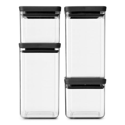 Stackable Square Canister 2.5L  Dark Grey Lid Set of 4