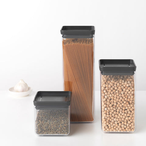Window Canister 3 Piece Set 0.7L Dark Grey Lid