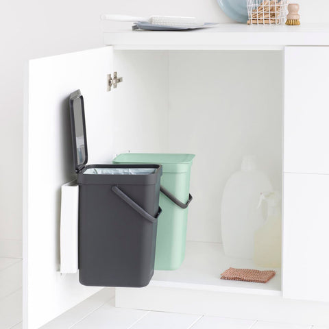 Built-in Bin Sort & Go 2 x 12L - Jade Green / Grey