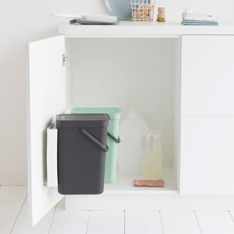 Built-in Bin Sort & Go 2 x 12L - Jade Green / Grey