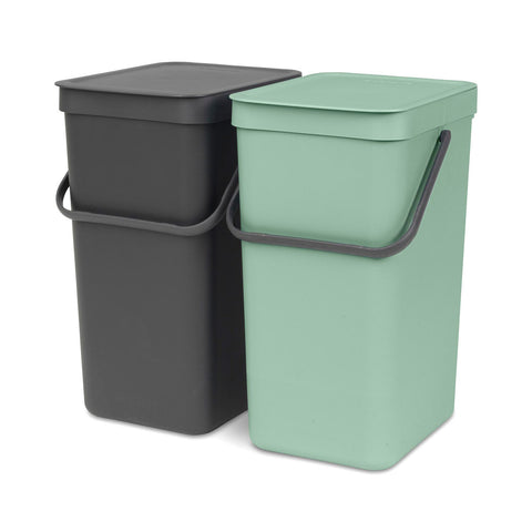 Built-in Bin Sort & Go 2 x 16L - Jade Green / Grey