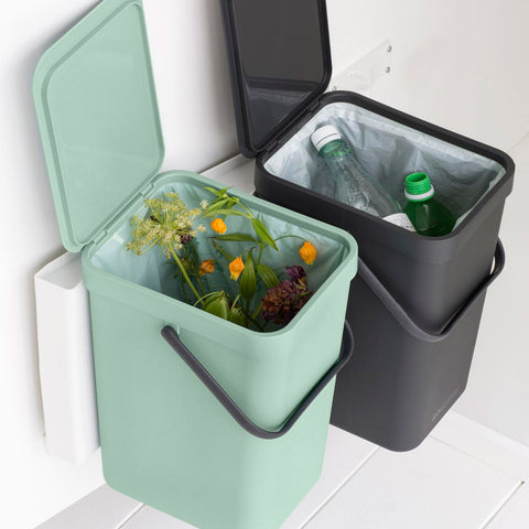 Built-in Bin Sort & Go 2 x 16L - Jade Green / Grey