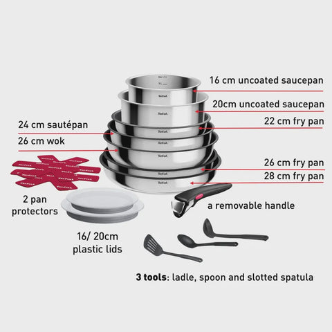 Tefal Ingenio Cook Eat Induction Non-Stick 15 Piece Set + Accessories