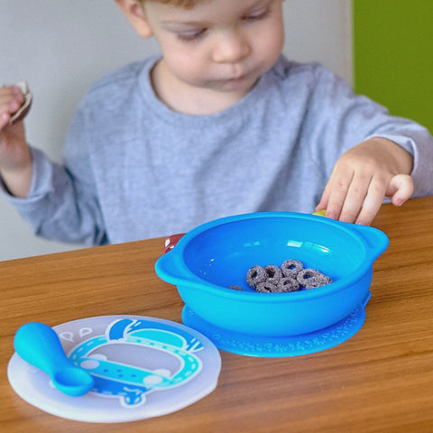 Suction Bowl With Lid - Lucas Blue