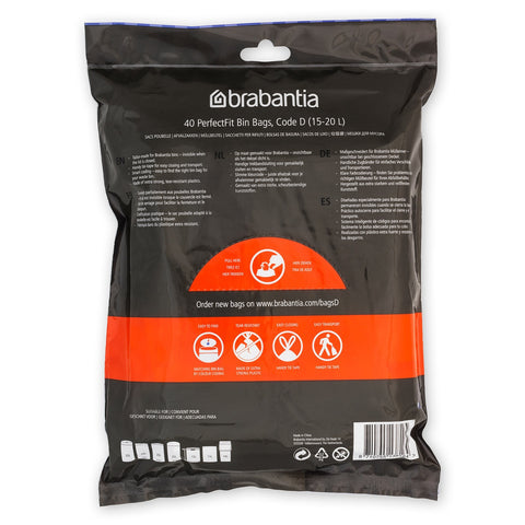 Bin Liner Code D (15-20 Litre) 40 Bags Dispenser Pack - White