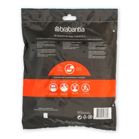 Bin Liner Dispenser Pack Code W (5 Litre nICON) 40 Bags