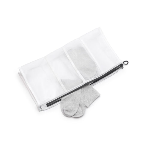 Sock Wash Bag - White w/ Grey Zipper