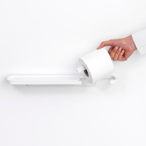 Mindset Toilet Roll Holder w/ Shelf Mineral Fresh White