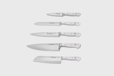 Classic White Design 6 Pieces Block With Santoku