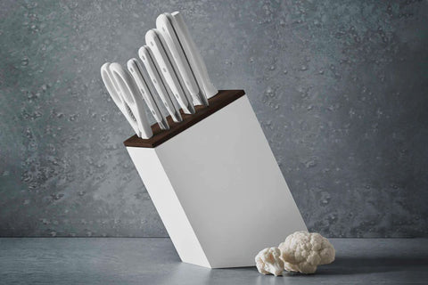 Classic White Slim 7 Pieces Block With Santoku