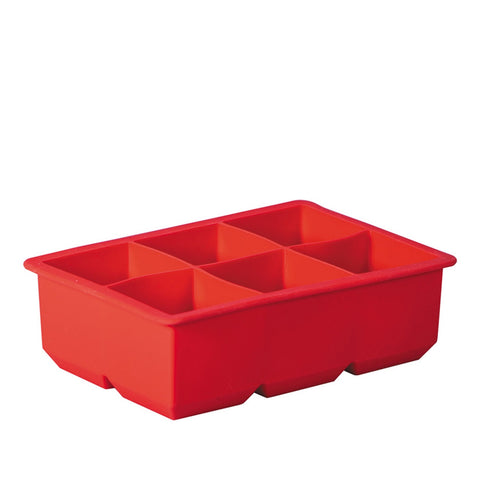 Silicone 6 Cup King Ice Cube Tray In Hang Sell Sleeve - Red