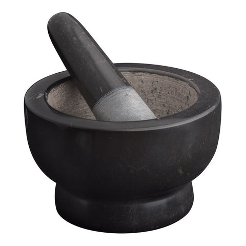Marble Footed Mortar & Pestle - Black