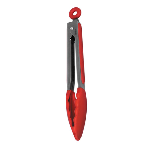 Silicone Stainless Steel Tongs 23cm Red