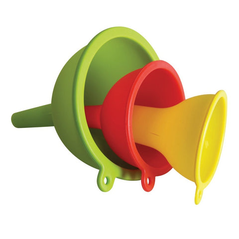 Silicone Funnel Set 3 Piece Set - Small Yellow/Medium Red/Large Green