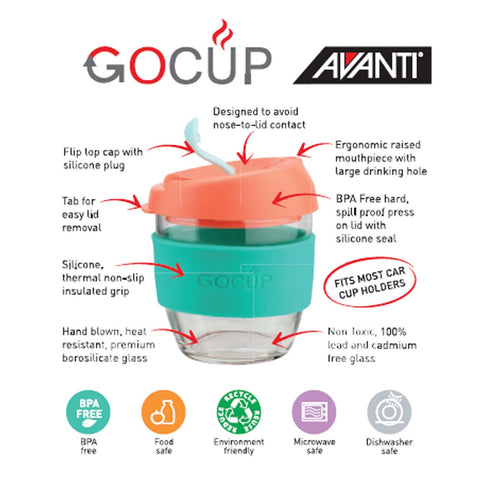 Glass Gocup 236ml Pink/Mint/Grey