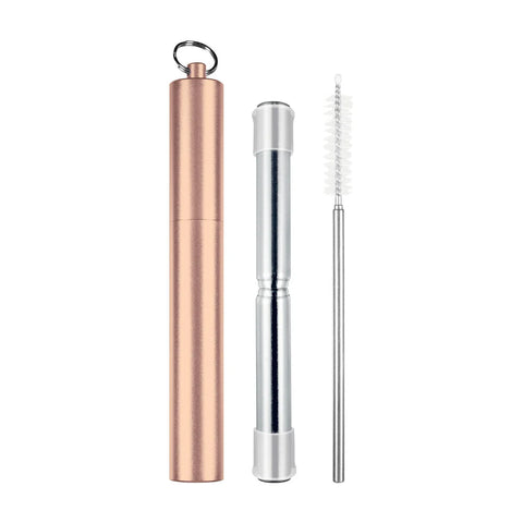 Telescopic Travel Straw With Silicone Tips -4 Colors