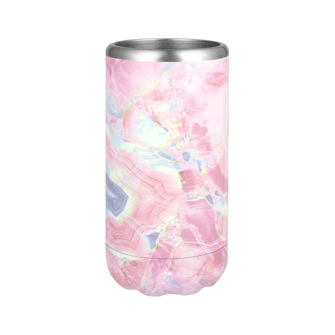 Slim Double Wall Insulated Can & Stubbie Holder - Pink Marble