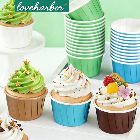 Loveharbor White Muffin Paper Cup