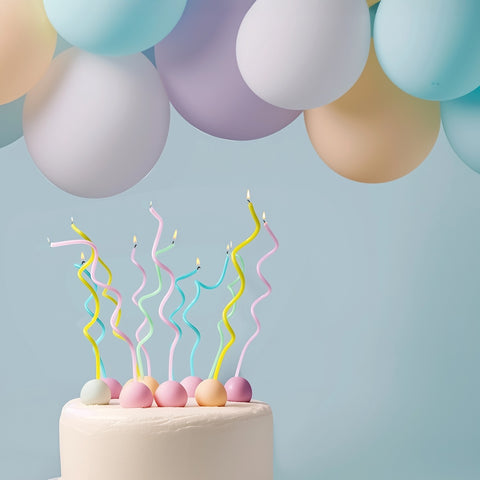 13cm Swirly Cake Candles Pastel Rainbow (Pack of 16)