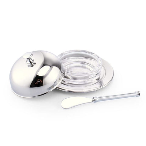 Tableware Stainless Steel Butter Dish With Lid & Butter Knife Round