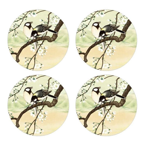 Round Japanese Landscapes Glass Coasters
