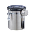 Coffee Canister with Spoon - Silver/Black