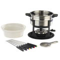 12 Piece 3 In 1 Stainless Steel Fondue Set with Magnetic Fork Guide