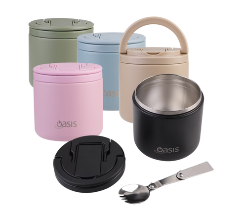 Stainless Steel Double Wall Insulated Food Flask with Quick Release Lid & Spork 500ml
