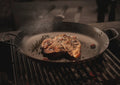 Churrasco Black 40 cm Round Griddle Pan in Nitrocarburized Carbon Steel