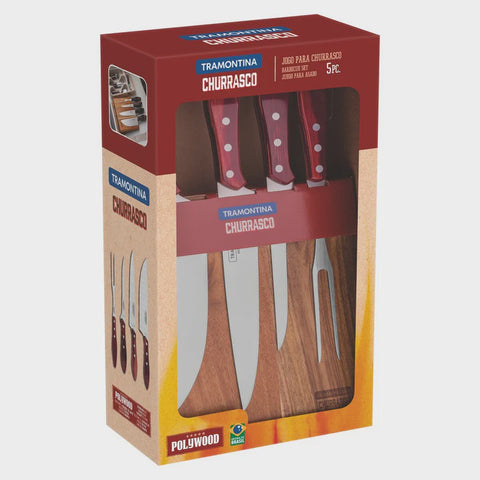 Churrasco Barbecue Knife Block 5 Piece - Red