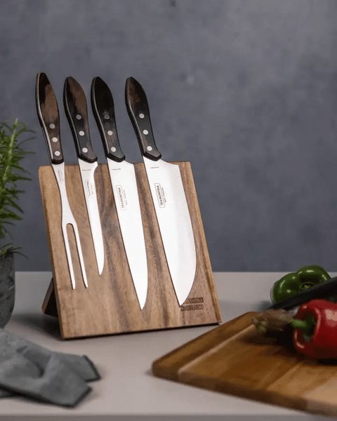 Churrasco Barbecue Knife Block 5 Piece - Brown