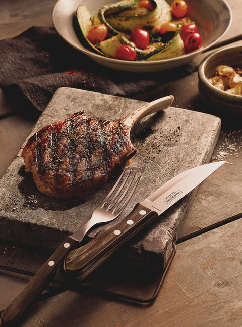 Jumbo Steak Knife with Stainless-Steel Blade and Treated Brown Polywood Handle 5"