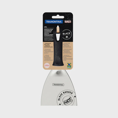 Churrasco Black Burger Spatula with Stainless-Steel Blade and Black Polypropylene Handle 4"