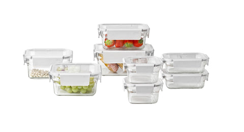 Premium Oven safe Glass Container 8 Piece Set - White