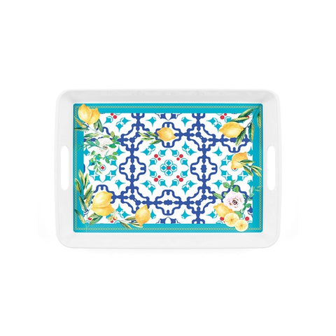 Rectangular Tray With Handles Flower & Lemon