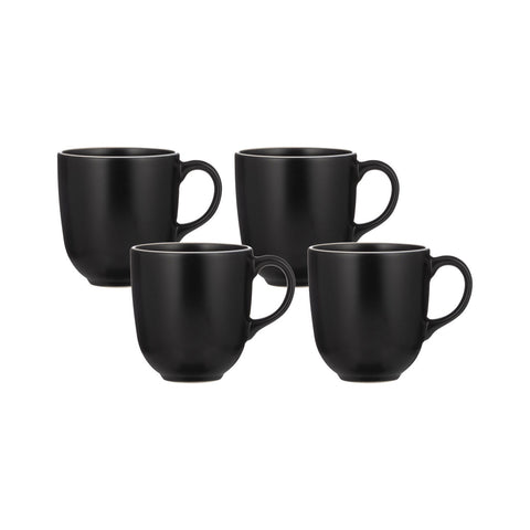 Classic Collection Black Set of 4 Mugs, 400ml - Stoneware