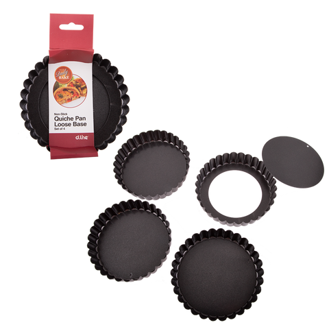 Non-Stick Quiche Pan Loose Base 12Cm Dia. X 2.5Cm Set 4