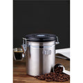 Coffee Canister with Spoon - Silver/Black