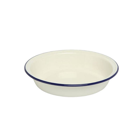 Enamel Round Pie Dish 19.5Cm Blue