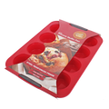 Silicone 12 Cup Muffin Pan - Red / Red