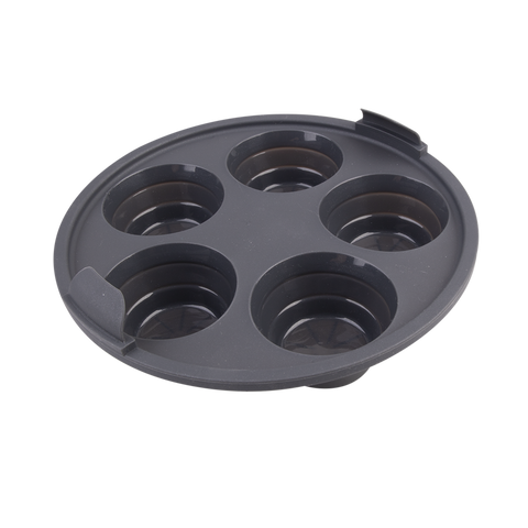 Silicone Round Collapsible 5 Cup Muffin Pan 22cm Dia. - Charcoal