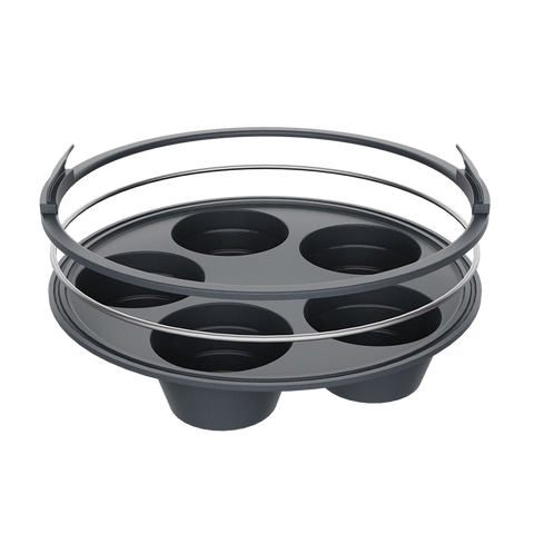 Silicone Round Collapsible 5 Cup Muffin Pan 22cm Dia. - Charcoal