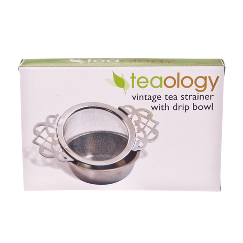 Vintage Stainless Steel Tea Strainer With Drip Bowl
