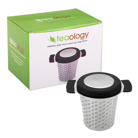 Stainless Steel Micromesh Tea Mug Infuser With Lid - Black