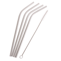 Stainless Steel Bent Drinking Straws Set 4 W/ Brush