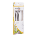 Stainless Steel Bent Drinking Straws Set 4 W/ Brush
