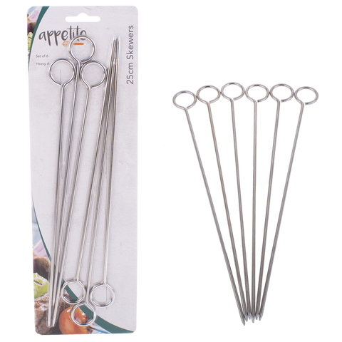 Chrome Skewers 10"/25Cm Set 6