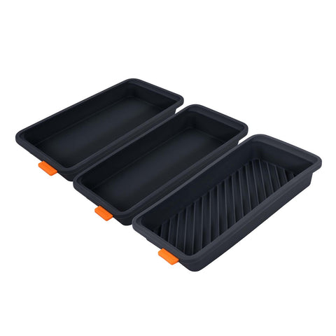 Set of Three Divider Trays, 28 x 13 x 3.5cm - Grey