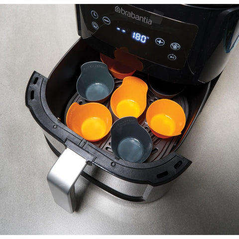 Silicone Baking Cups Set of 12, 7 x 4cm Orange/Grey